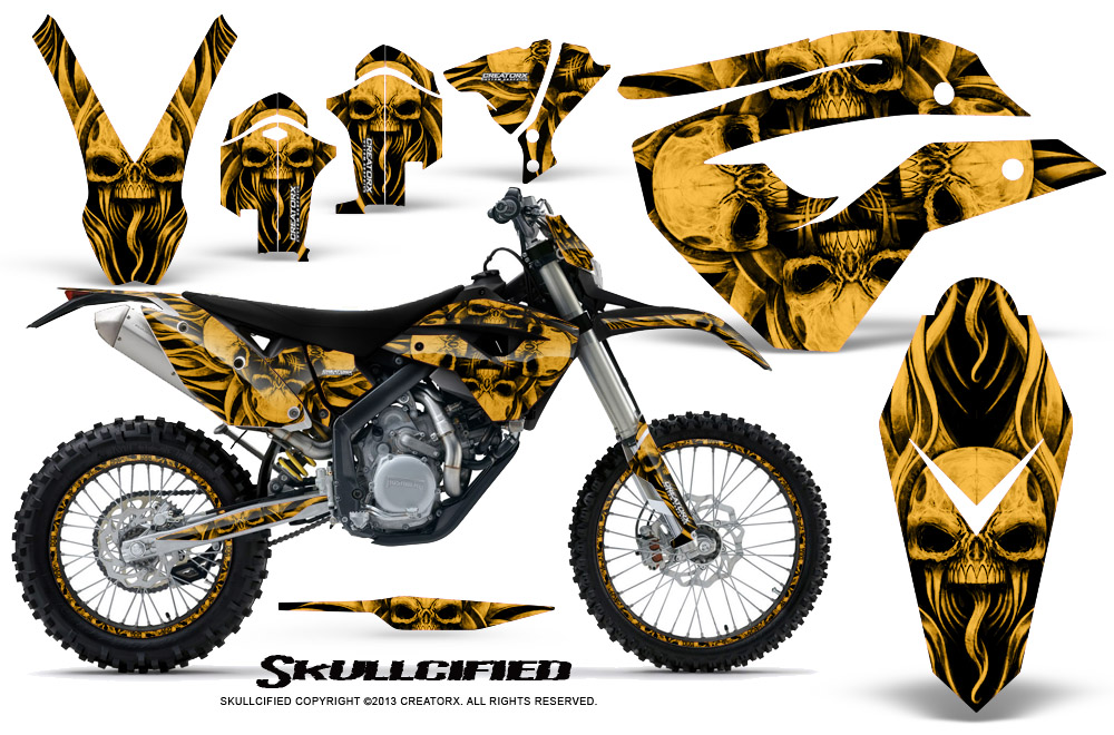 Husaberg FE570 Enduro 2010 Graphics Kit Skullcified Yellow NP Rims